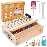 Montessori Spielzeug ab 3 4 5 Jahre, Holz Schraubbrett Brett, Motorikspielzeug Holzspielzeug Schraubendreher Busy Board, Lernspielzeug Kinderspielzeug Geschenk für Mädchen Jungen