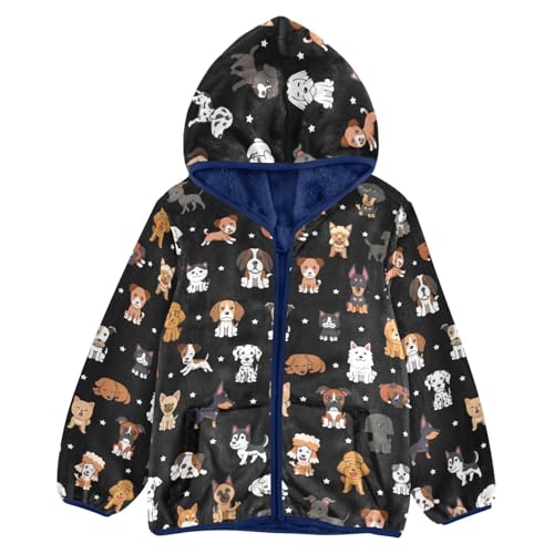 Image of Boys Fleece Jacket Hooded Autumn Winter Long Sleeve Thick Warm Outerwear;3-10 Years Kids Cute Fuzzy Jacket