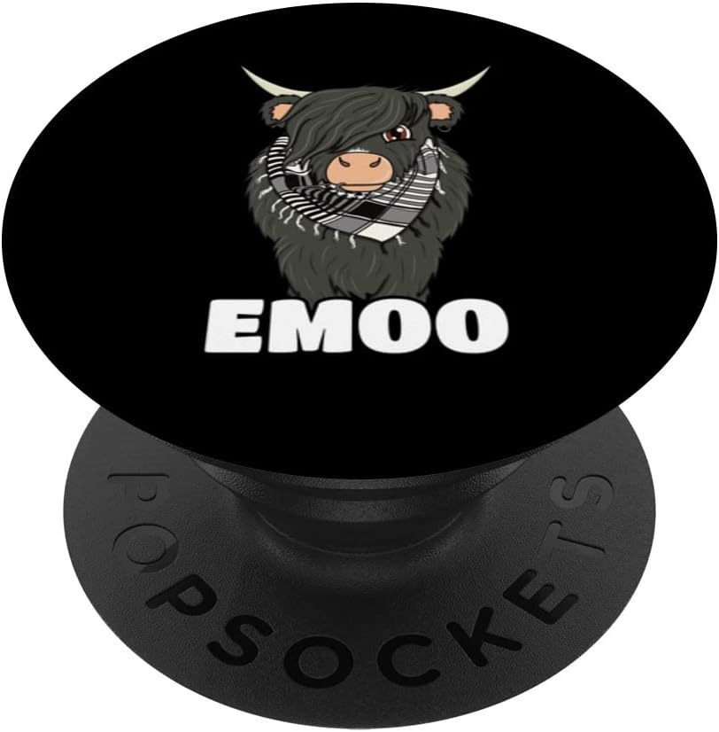 Cow Emo And Goth Funny Emoo PopSockets Swappable PopGrip