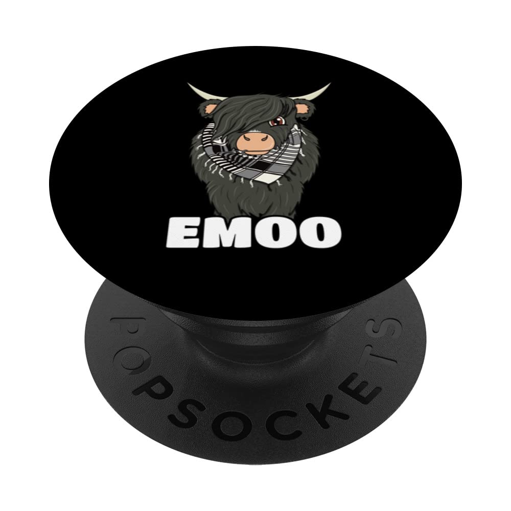 Cow Emo And Goth Funny Emoo PopSockets Swappable PopGrip