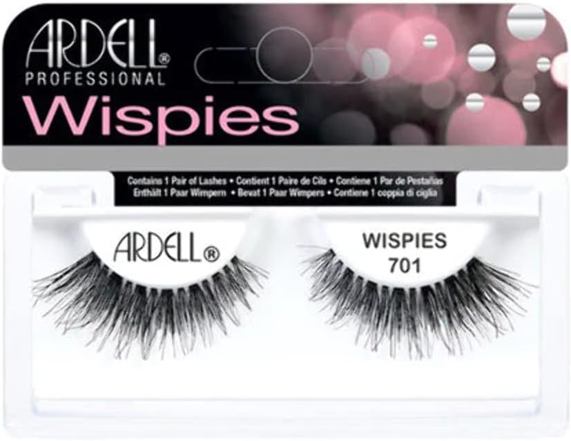 Ardell Wispies 701 False Eyelashes, Duo Adhesive Included, Medium Volume, Long Length, Vegan Friendly, 1 Pair (Pack of 1)