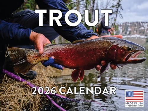 Trout Calendar 2026 Wal Monthly Fishing Gifts For Fisherman Calender 12 Month | American Made In The USA