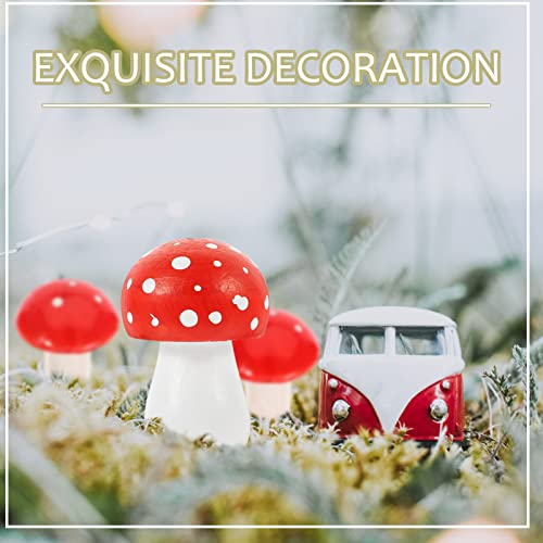 Jojofuny Mini Wood Mushroom Figurines Christmas Fairy Garden Accessories Red Mushroom Figure Resin Miniature Garden Micro Landscape Fairy Outdoor Garden Plant Pot Craft 6.5X4.5X4.5 #TOP1