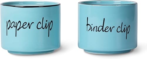 ONTUBE Soporte de clip de papel de cerámica y soporte de clip para carpeta, organizador dispensador para escritorio (turquesa)