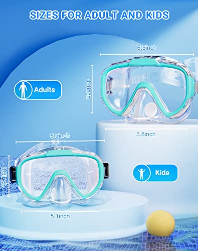 Norabidea Swim Goggles Adult, Anti Fog One Piece Lens Snorkel Diving Goggles, Clear View Tempered Glass Swimming Mask With Nose Cover For Scuba Dive Swim (Green) #TOP1