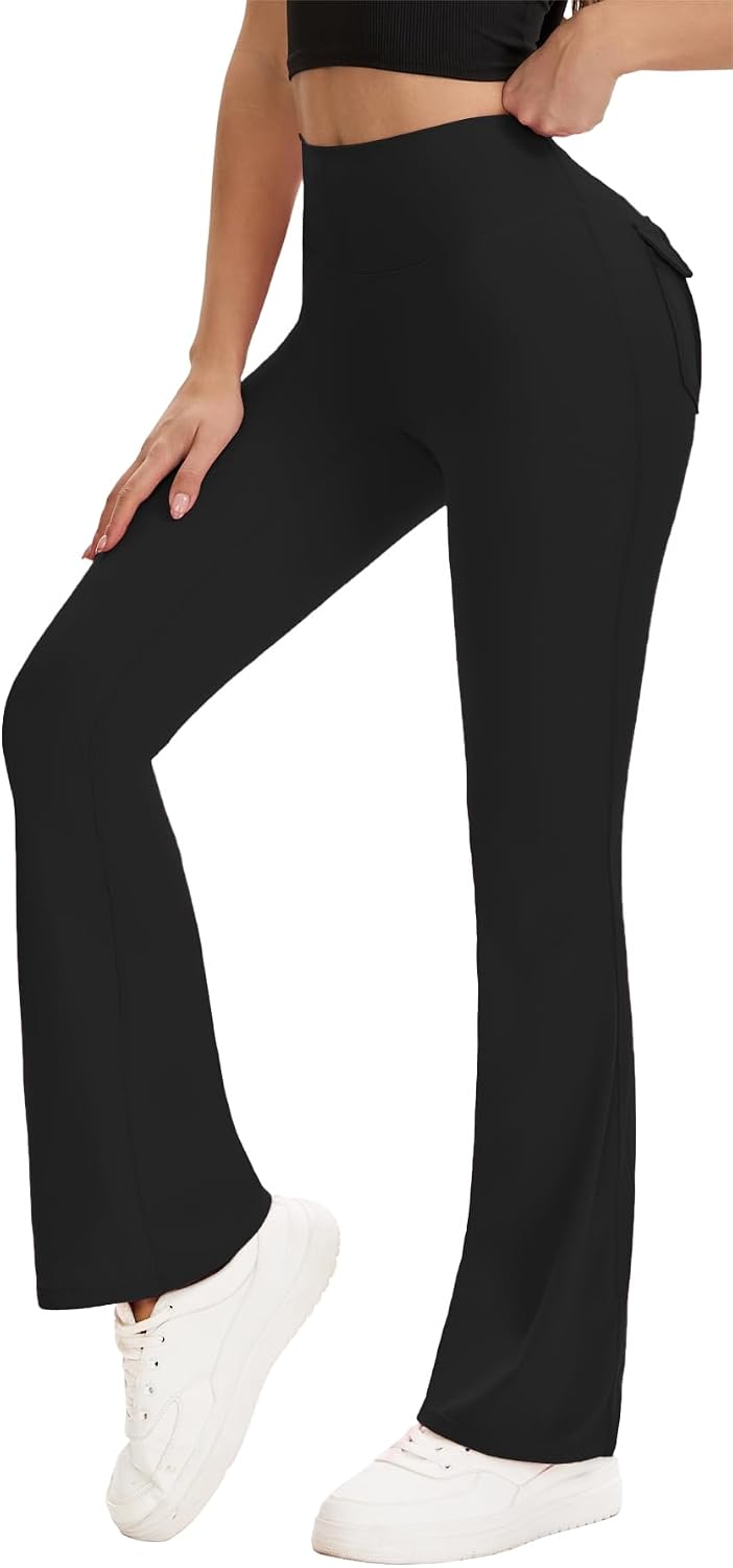 3 Pack Women's Flare Leggings with Pockets High Waisted Yoga Pants