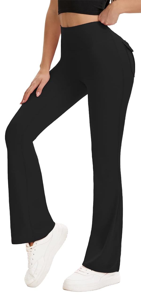 HiBwoBwo 3 Pack Women's Flare Leggings with Pockets High Waisted Yoga Pants by HiBwoBwo - Used condition - Image 3