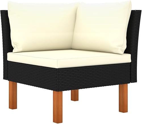 Miniatura 4 de 2-Piece Modern Corner Sofa Set in Black, Modular Design with Durable PE Rattan and Comfortable Polyester Cushions for Indoor and Outdoor Seating,