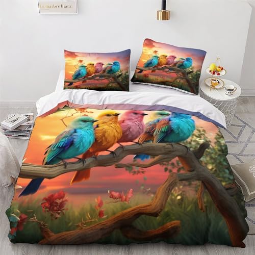 Housse de couette oiseau mignon 200x200 pour parure de lit douce - 4