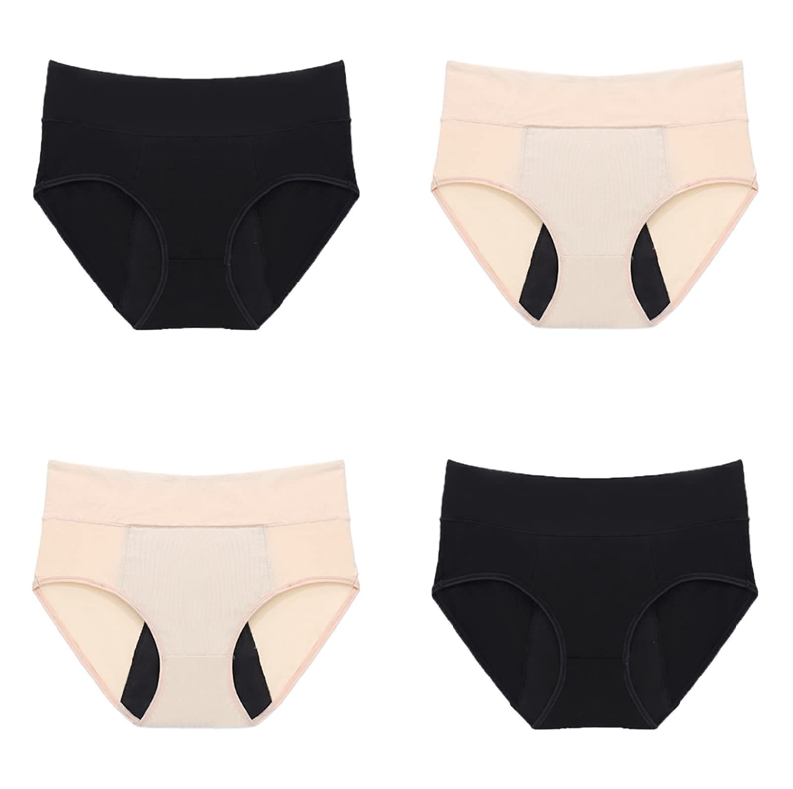 Bragas Mujer Algodon Bragas menstruales de Mujer a Prueba de Fugas absorbentes de Cintura Alta de algodón de 2/4 Uds Bragas menstruales de 4 Capas