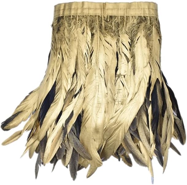 Zamihalaa - 2Meters Spray Gold Rooster Tail Coque Feather Trim Fringe Skirt Ribbon Tape Pheasant Feathers for Crafts Plume Decoration Plumas - 25-30CM 10-12inch