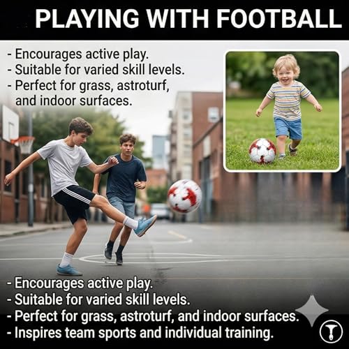 Image of Playzoo Football for All Ages Suited for The Grass Fields | Suitable for Grass |Practice Ball | Soccer Ball | for Men /Women | Football Size - 5 (Design2)