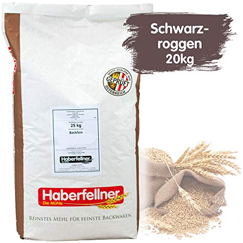 Schwarzroggenmehl 20kg Type 1740 | Hochwertiges Mehl aus Roggen - gentechnikfrei und pestizid-kontrolliert | Geeignet als Brotmehl | Verlängert Haltbarkeit der Backware Cover