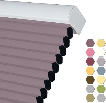 Persilux Custom Size Cellular Shades Cordless Window Blinds Blackout Roller Shades Bottom up UV Protection Single Cell Honeycomb Window Shades for Home, Bedroom and Office Purple