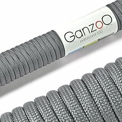Ganzoo Paracord 550 Seil Dunkel-Grau 4mm Schnur Typ 3, Nylon & Polyester, ideal für Basteln von Hundeleine Halsband Armband/Camping Survival und Outdoor 15 Meter Allzweckseil 7 Innenstränge