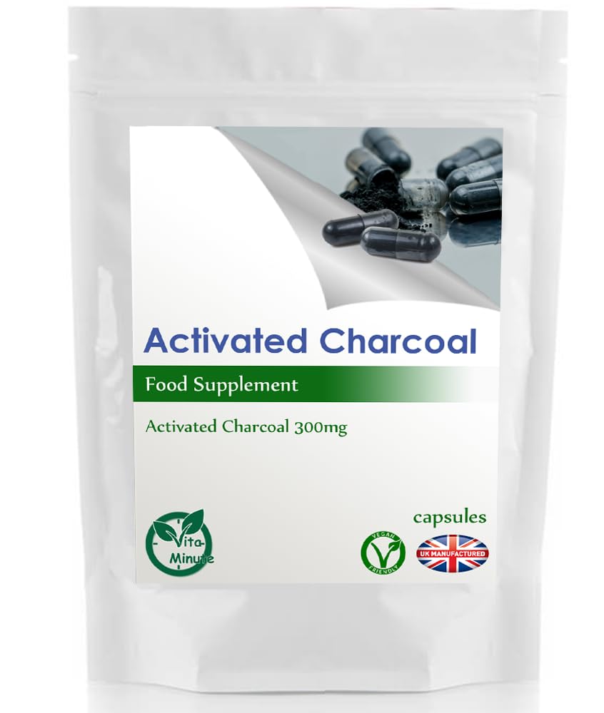 Activated Charcoal Capsules 450mg | Natural Coconut Shells | Vegan | Helps Detox & Reduce Flatulence (Pack of 180)