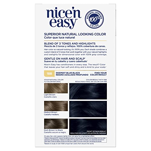 Clairol Nice'n Easy Permanent Hair Dye, 1Bb Deepest Blue Black Hair Color, Pack Of 1 #TOP1