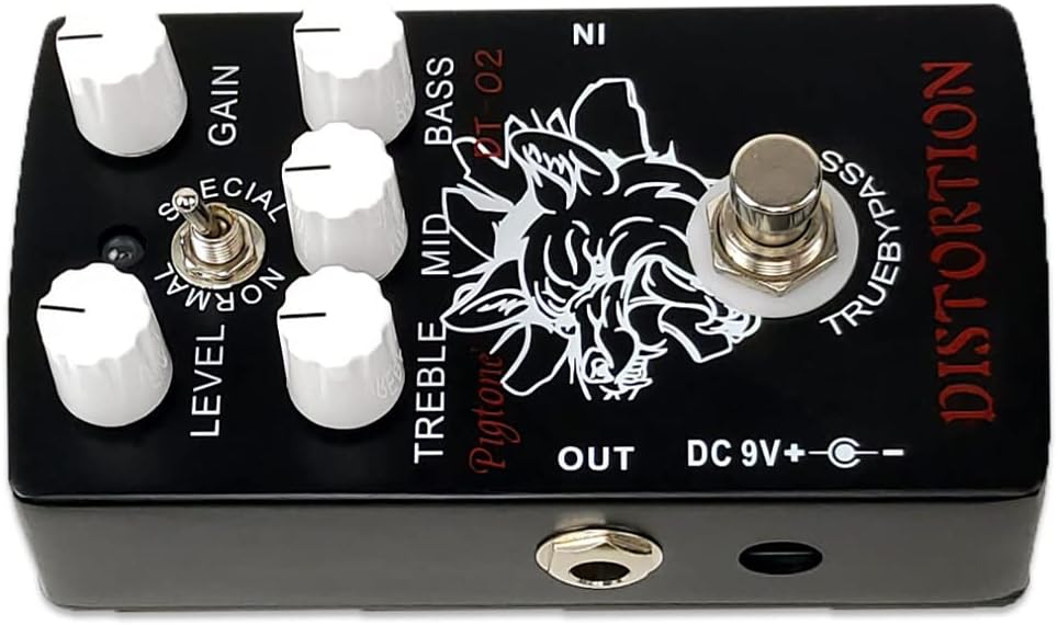 Distortion Guitar Pedal, Distortion Guitar Pedal for Electric Guitar Effect Natural Tight Pedal True Bypass Black PP-30