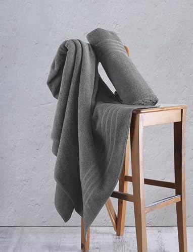 Hammam Linen Jumbo Large Bath Sheets Towels 2 Pack 35 X 70 Inches Soft And Absorbent, Premium Quality 100% Cotton Towels (Cool Grey, Bath Sheet) #TOP3