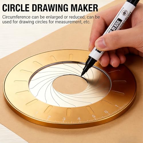 Verstellbarer Kreiszeichner, Rotary Kreisschablone Metall Kreis Zeichenschablone, Verstellbar Zirkel Kreis Schablonen Vorlage Circle Stencil Edelstahl Kreiszeichnungs Messlineal Von 25-78mm Kreisen
