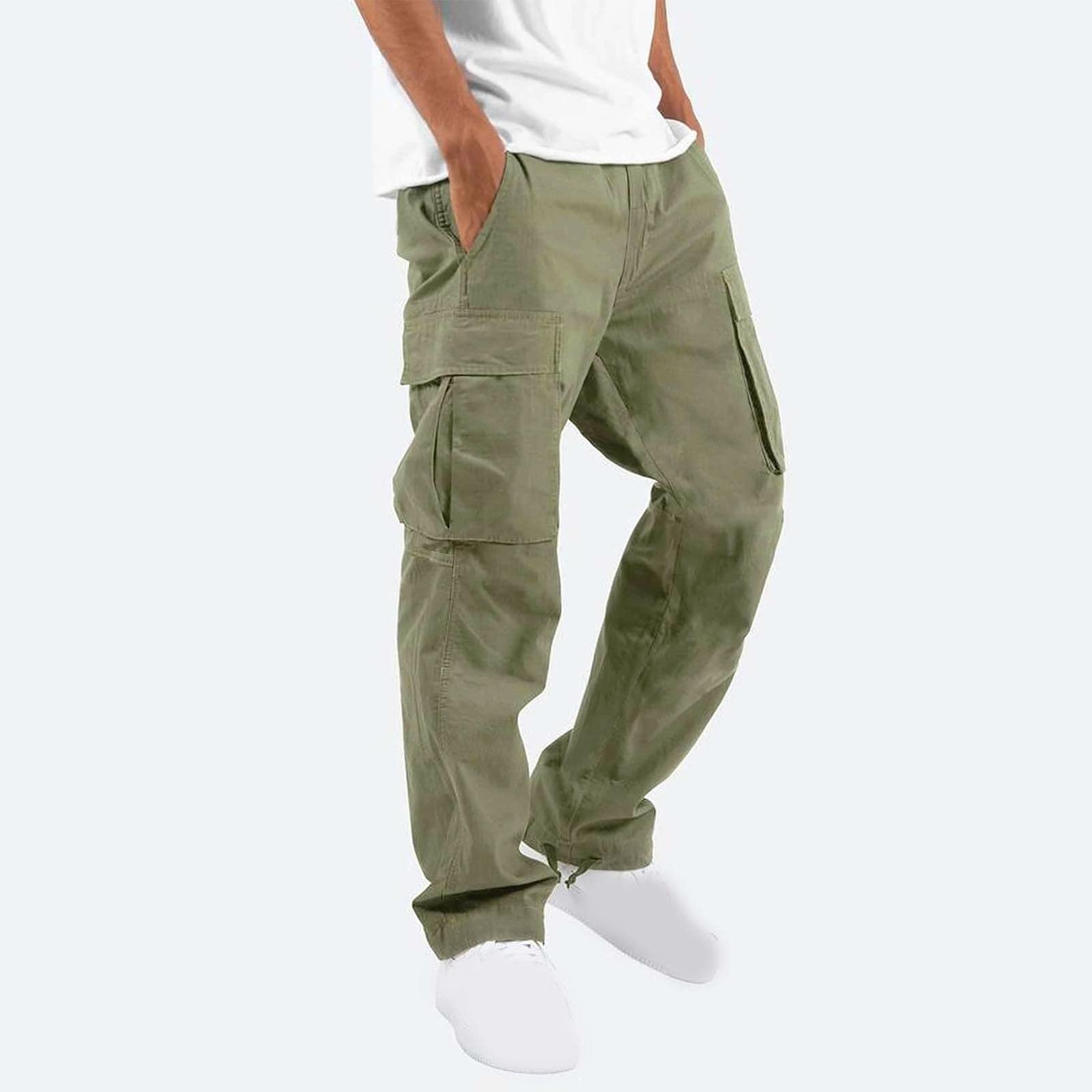 Pantaloni della tuta cargo da uomo pantaloni da lavoro casual larghi pantaloni da jogging fondo aperto coulisse Cargos Athletic cotone dritto pantaloni della tuta