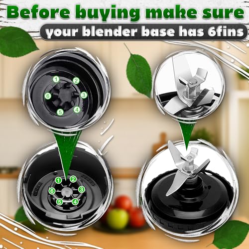 Ninja Blender Blade Replacement 6 Fin Male – Ninja Single Serve Blender Blade, 3.35” Stainless Steel for Smooth Blending, Compatible with BL770W/770BRN/740/770A/780C, 30/BL770/780/773CO/771/772 & more
