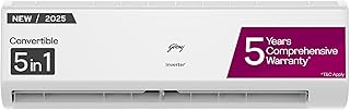 Godrej 2 Ton 3 Star, 5 Years Comprehensive Warranty, 5-In-1 Convertible Cooling, Inverter Split AC (Copper, I-Sense Techno...
