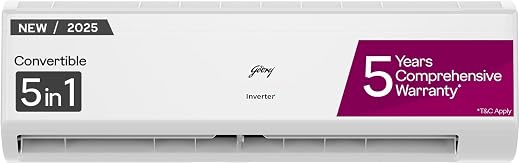 Godrej 2 Ton 3 Star, 5 Years Comprehensive Warranty, 5-In-1 Convertible Cooling, Inverter Split AC (Copper, I-Sense Techno...