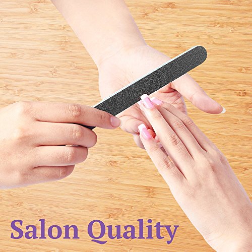 100/180 10 pack Nail File / Emery Board with 2 Piece Buffer Block Set - For Smooth & Shiny Nails - Home or Professional Manicure / Pedicure Kit