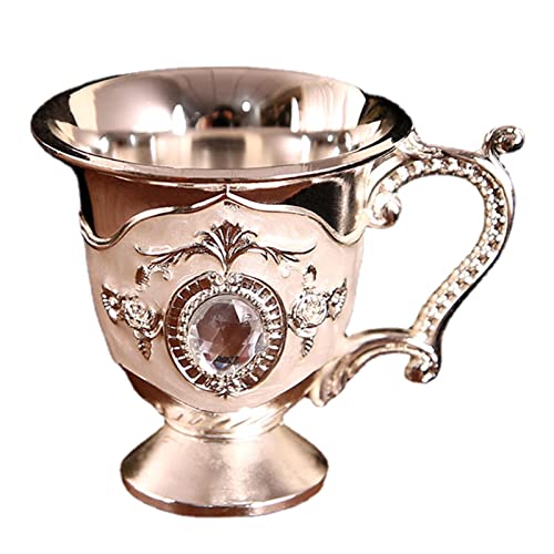 Youding Copa de vino decorativa pequeña | Copa de vino de estilo europeo - Taza de metal con asa para decoración del hogar