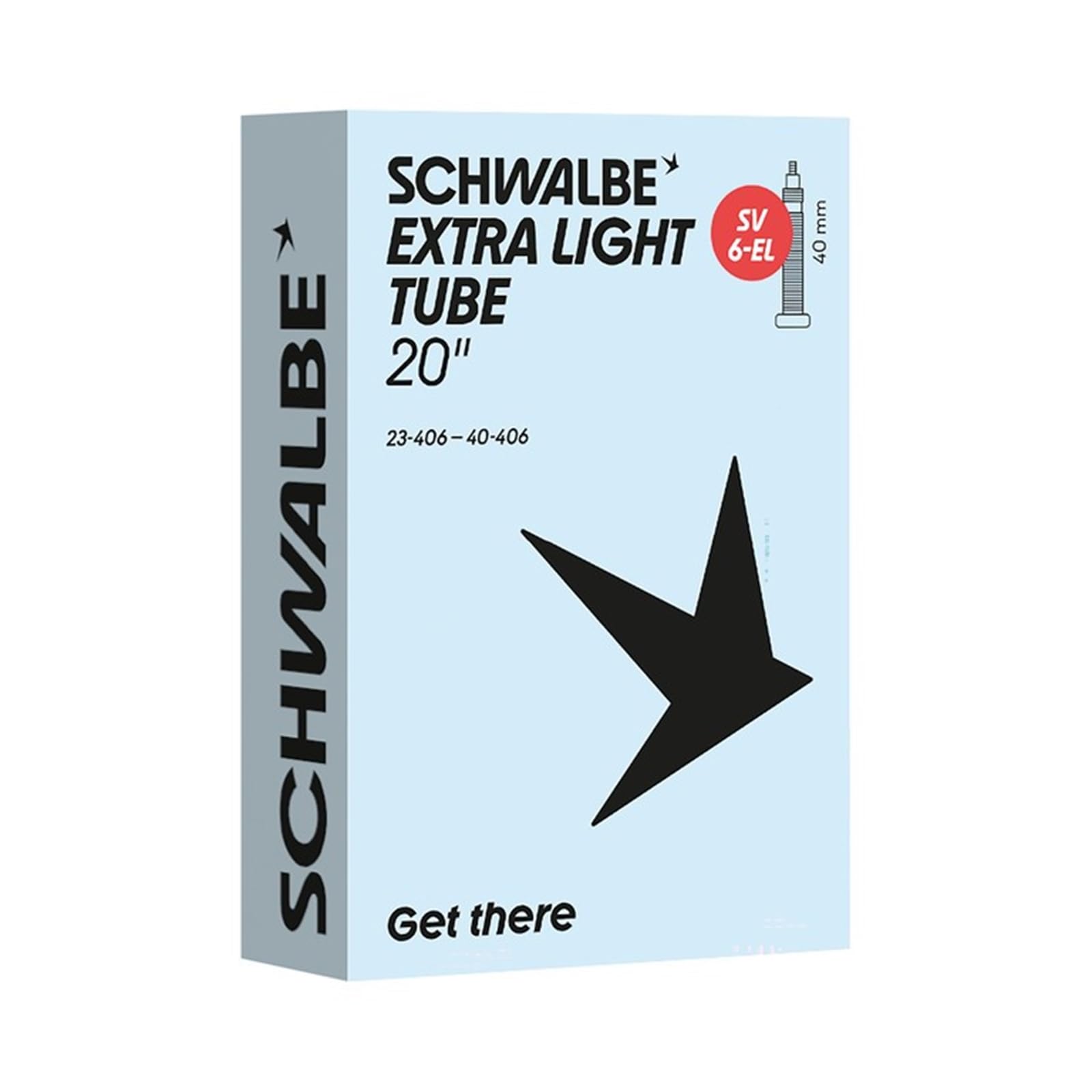 Schwalbe SV6-EL Extra Light Bicycle Inner Tube 23/40-406 IB Black 40 mm