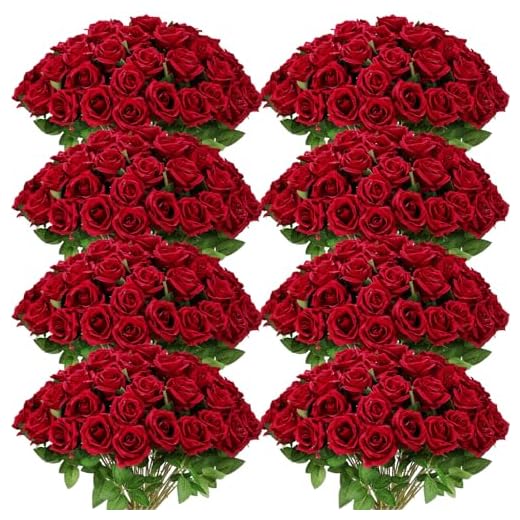 120 Pcs Artificial Wine Red Roses