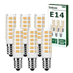 ampoule led e14, 7w (Équivalent halogène 65w ) blanc chaud 3000k 700lm petite vis edison non dimmable sans scintillement ac 220 240v pour plafonniers, hotte cuisine, lampes de bureau, paquet de 6