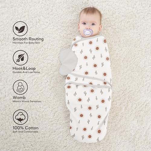 Image of Susurration Swaddle Sleep Sacks 3 Pack 100% Muslin Cotton Swaddle Blanket Small Baby Wrap for 0-3 Months Newborn Sleep Sack Girls,Boys,Infants Essentials,Adjustable Wearable Sleeping Sack (Brown)