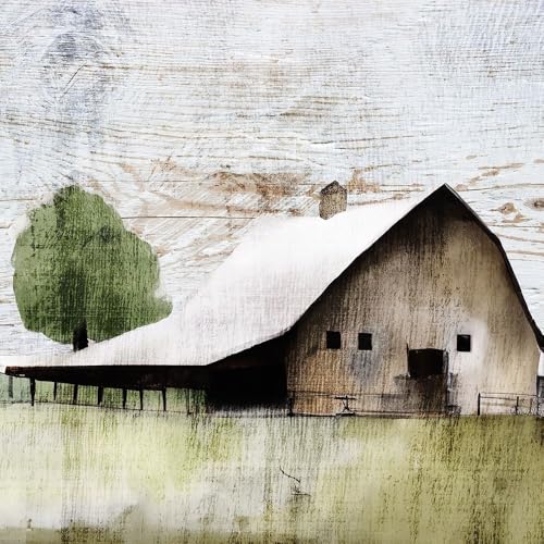 ArtDirect The White Barn II Unframed Art Print Giclee Poster by Sasha - Ready for Framing with Customization Sizes 8x8, 11x11, 16x16, 24x24, 36x36, and 48x48 Inches