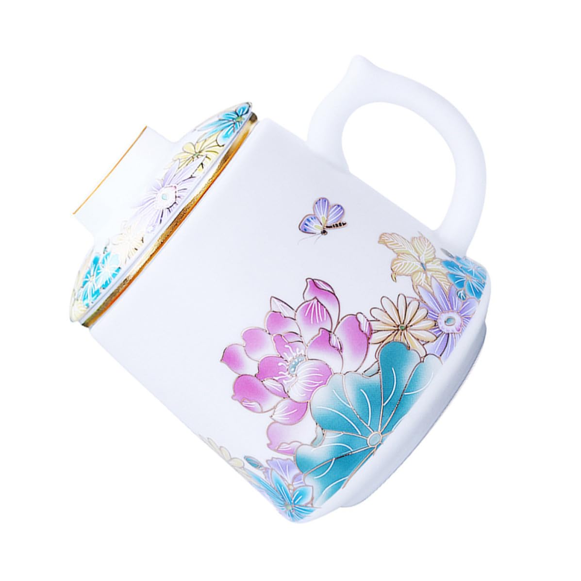 Keramik Teetasse mit Deckel und Sieb Hübscher Trinkbecher für Zuhause Leicht zu Reinigen 1 Satz Multifunktionaler Porzellan Becher für Tee und Wasser