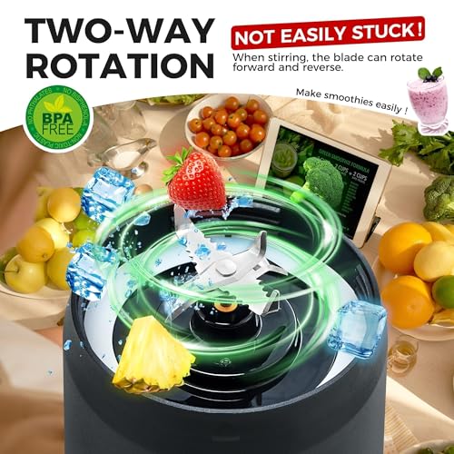 Portable Blender, Anti-Jamming 300 Watt for Shakes and Smoothies, 24oz Travel Blender USB Rechargeable, BPA Free Sporty bottle with a Travel Lid. (Black Base Grey Lid) (Black with Insulated Sleeve)