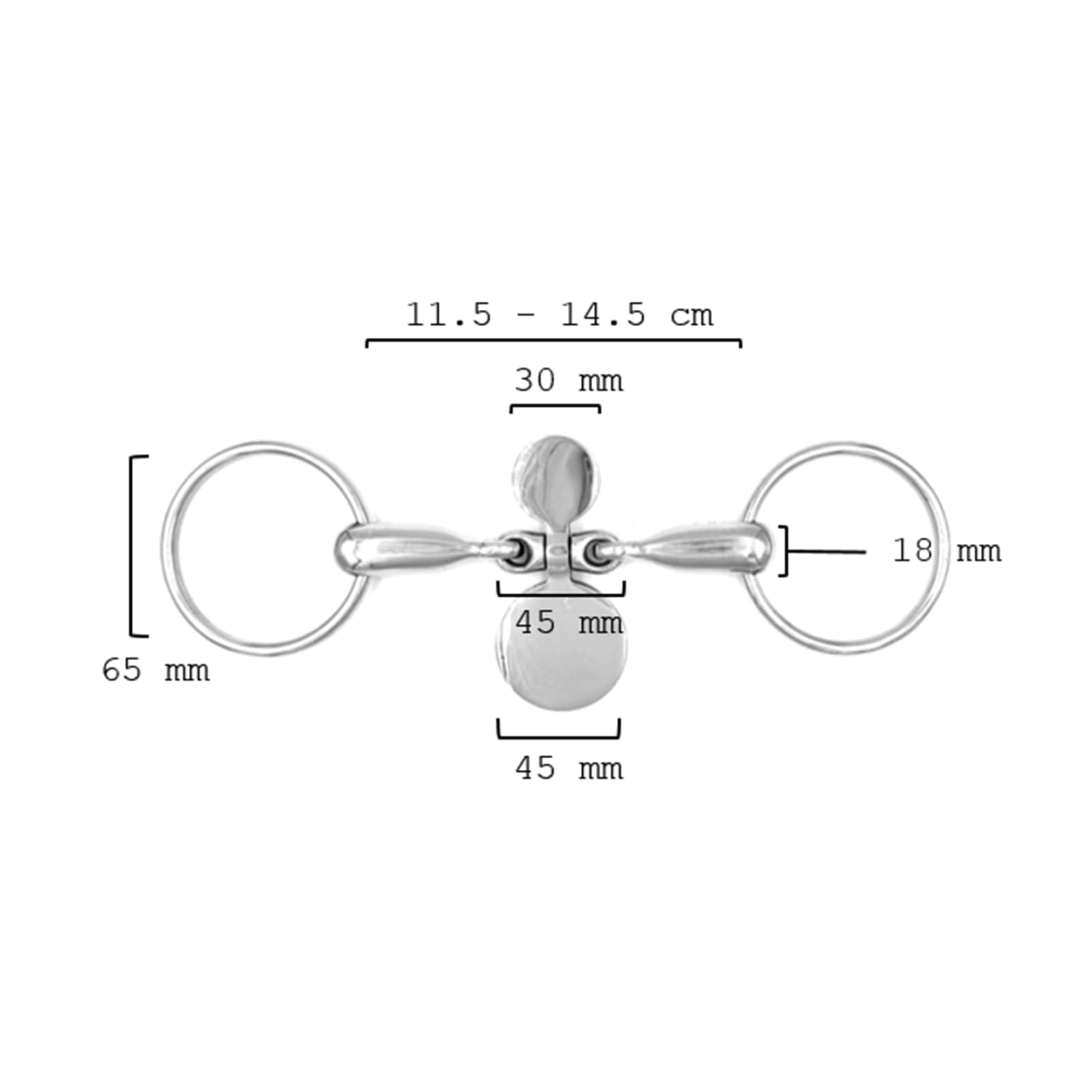 ES0075 Zungenstreckertrense Wassertrense Edelstahl 19mm, 12.5 cm