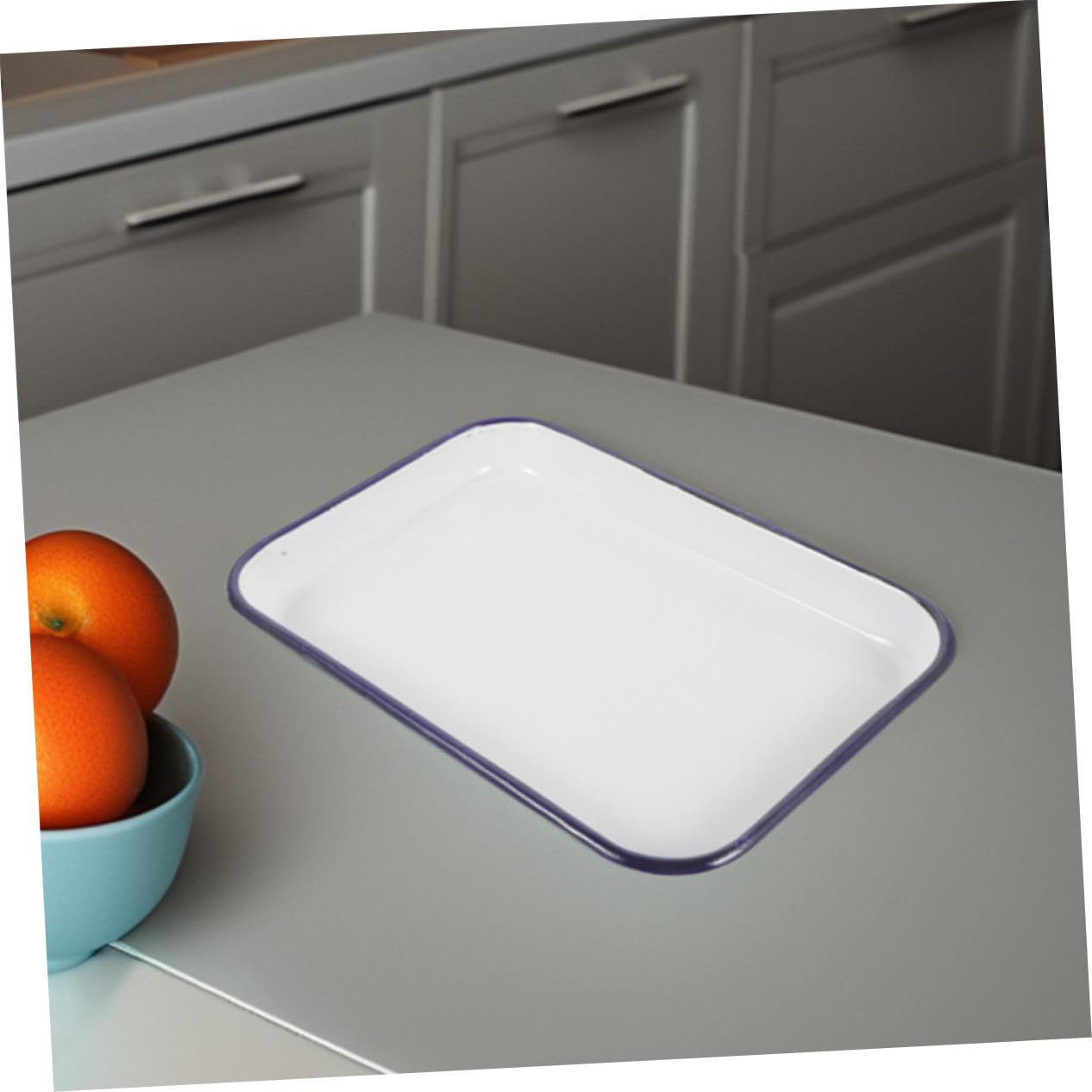 Mikikit Bandejas Rectangulares de Esmalte 20x30 Cm y 24x34 Cm Resistentes al Desgaste Antiadherentes Multifuncionales para Hornear y Asar Aptas para Lavavajillas Uso Doméstico 2 Piezas