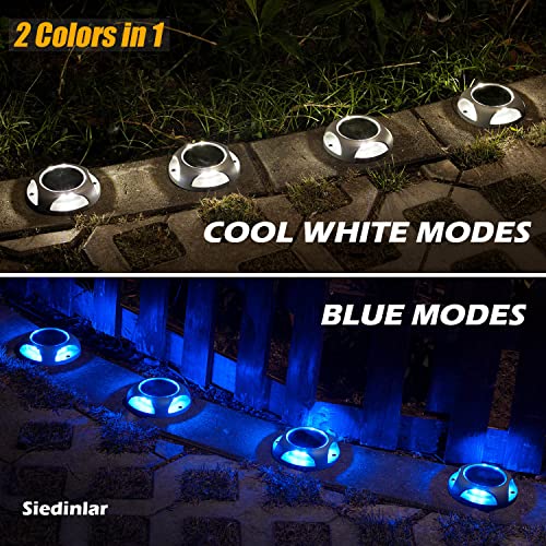 Siedinlar Solar Deck Lights Outdoor Led Driveway Markers Dock Light Marine Waterproof Wireless 2 Colors In 1 For Pathway Walkway Step Stair Sidewalk Yard 12 Pack (Cool White/Blue) #TOP2