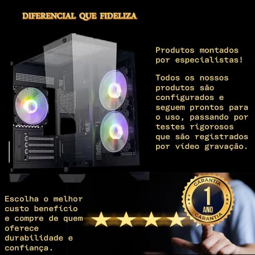 PC Gamer Completo Intel Core i7, RAM 16GB, SSD 480GB, GEFORCE 4GB + Monitor + Kit Gamer + Wi-Fi - AD