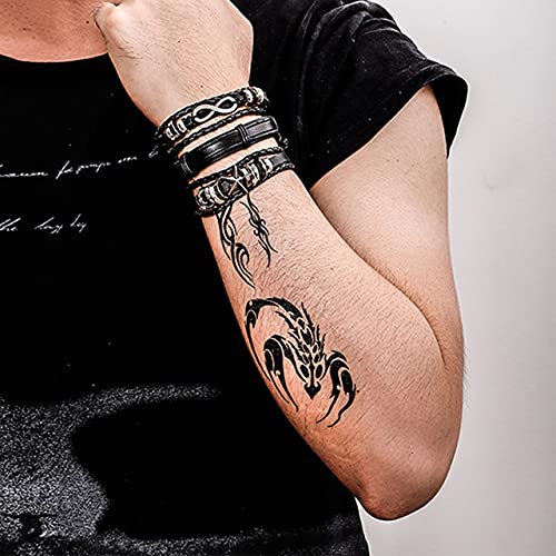 Manfnee 6Pcs Braided Leather Bracelet Punk Biker Cuff Wrap Bracelets For Men Women Adjustable #TOP1