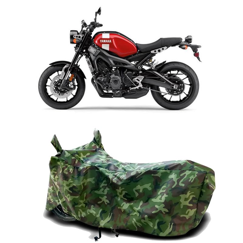 Image of DUFFEL-100% Heat Protection Two Wheeler Bike /Scooty Body Cover for Yamaha XSR155 BS6 Water Resistance /UV-Rays /Birds Dropping /Scratchproof /Dust Proof /Waterproof[Green Jungle Print]
