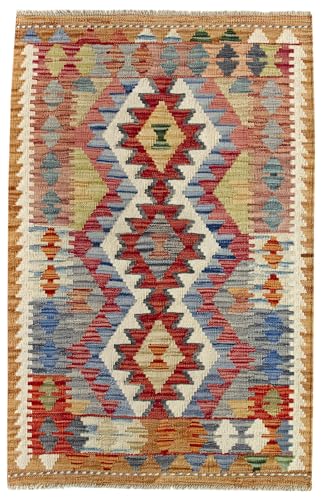 HAMID - Tappeto Kilim Herat, Tappeto Kilim, Kilim Tappeti, 100% Lana, Tessuta a Mano, Tappeti Etnico per Soggiorno, Camera da Letto, Sala da Pranzo, (122x79cm)