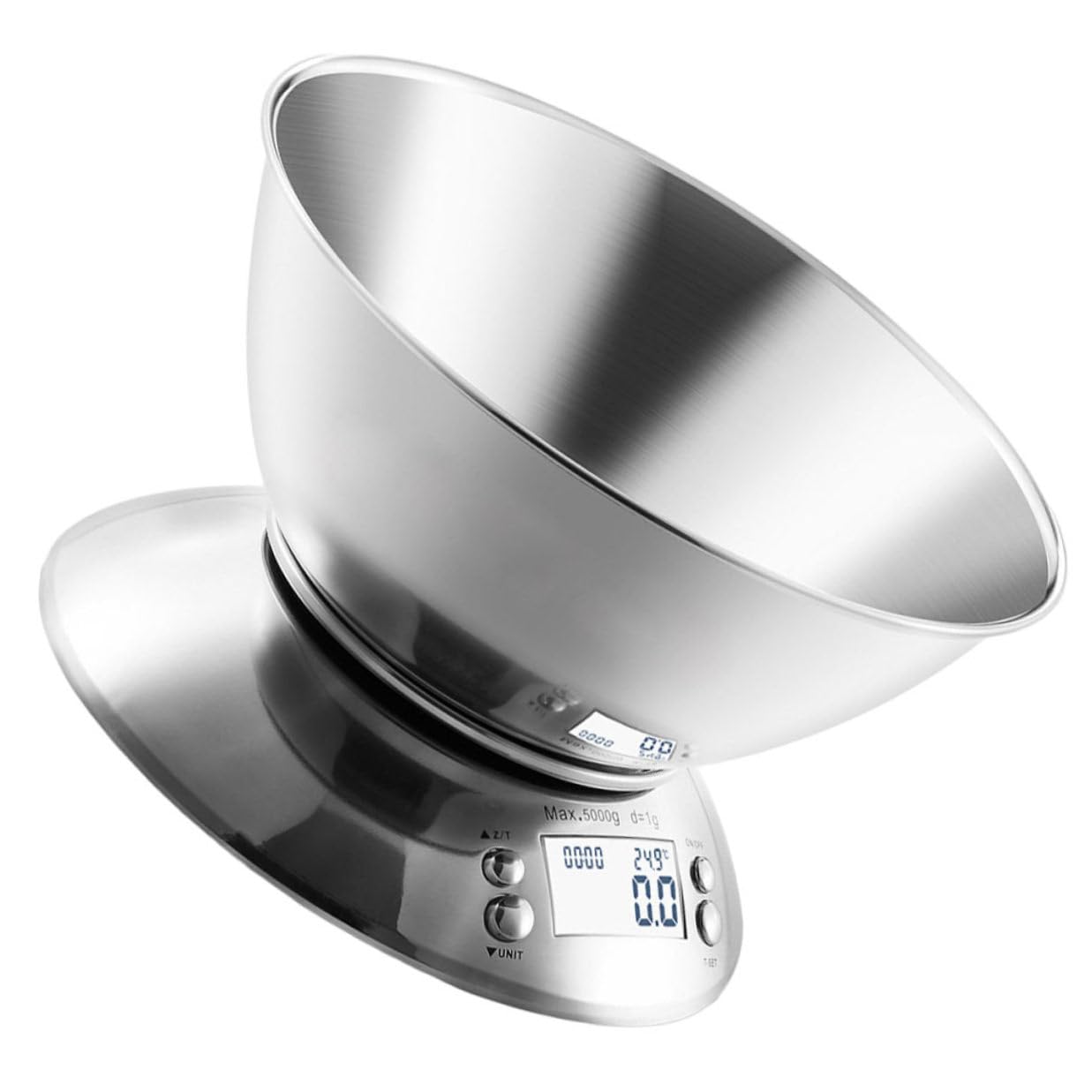 VALICLUD Digital Kitchen Food Scale with Stainless Steel Bowl, High-Precision Electronic Scale with Clock and Detachable Design, Home Kitchen Accessory for Cooking and Baking Random Color