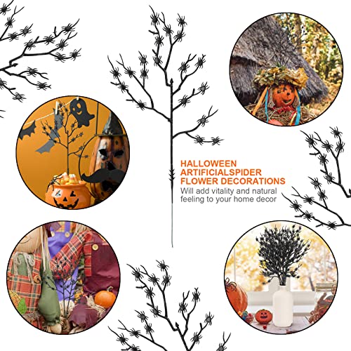 Hguim 30Pcs Halloween Black Spiders Bouquet 12Inch Plastic Spiders Branch With Long Stems Halloween Floral Picks For Vase Wedding Table Centerpiece Diy Flower Decor #TOP7