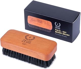 Cepillo para barba de palma para hombres, cerdas de jabalí firmes y mango de madera de peral (G91) | Cerdas firmes 100 % de jabalí que proporcionan un cuidado fuerte para desenredar, alisar y acondicionar el vello facial (fabricado en Alemania)