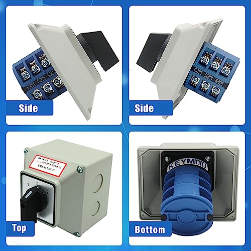 Chave Comutadora Rotativa Keymoo 40A com Caixa Externa, 3 Posições, 3 Fases 12 Terminais, Chave Sele