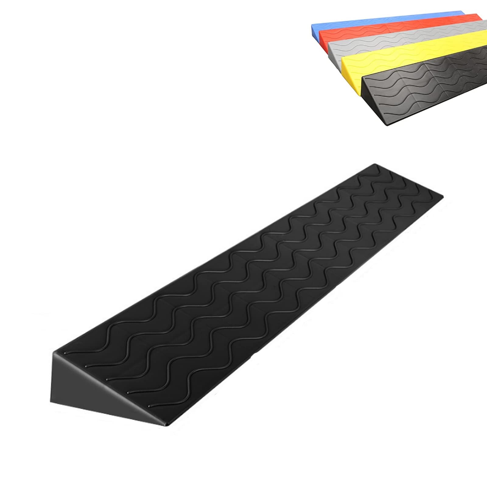 MTADSBKFP Driveway Kerb Ramp, Non-slip Threshold Ramp Multicolor 100x7-22x1-10cm for Indoor Outdoor Wheelchair Robot EV(Black,100x12x5cm)