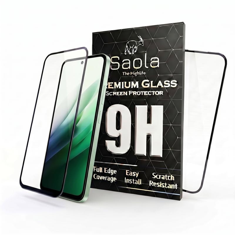 Image of Saola HD Clear Tempered Glass for Redmi 15 | High Strength 9H Protection, Smooth Touch, Full Coverage Screen Guard, 2-Step Installation Kit | Quick & Easy Application (Pack of 2)